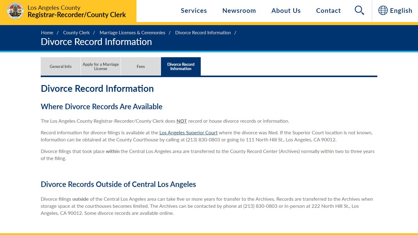 Divorce Record Information - LAVote.gov